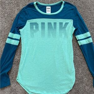 PINK Victoria's Secret Teal and Mint Long Sleeve Shirt